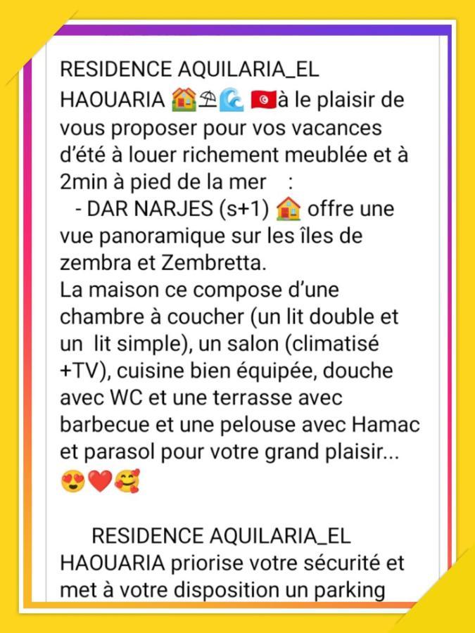 Residence Aquilaria Dar Narjes El Haouaria Eksteriør billede